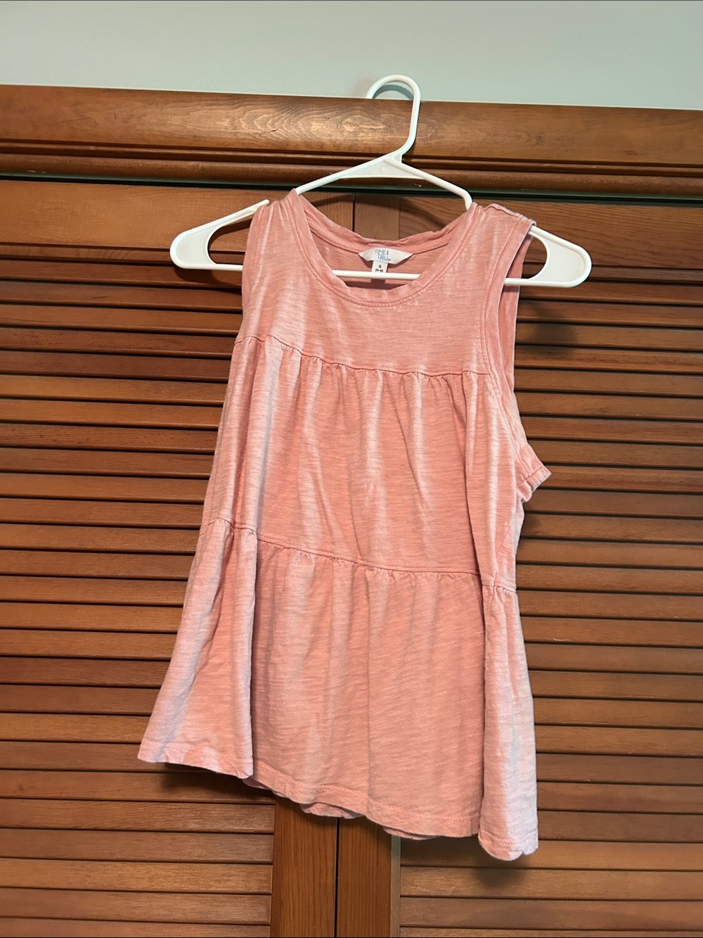 Time and Tru Soft Coral Tiered Sleeveless Tank